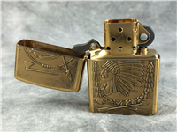 INDIAN CHIEF Polished Brass Lighter (Zippo 254BBS B142, 2001)