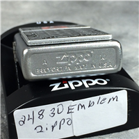 ZIPPO 3-D EMBLEM Satin Chrome Lighter (Zippo 24830, 2010)