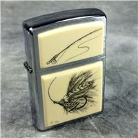 SCRIMSHAW FLY FISHING Brushed Chrome Lighter (Zippo, 2005)