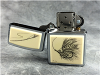 SCRIMSHAW FLY FISHING Brushed Chrome Lighter (Zippo, 2005)