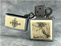 COMPASS & MERMAID SCRIMSHAW Brushed Chrome Lighter (Zippo, 2005)