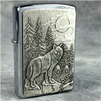 WOLF Emblem Brushed Chrome Lighter (Zippo 20855, 2005)