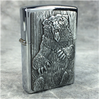 GRIZZLY BEAR Emblem Polished Chrome Lighter (Zippo 21231, 1999) New Sealed