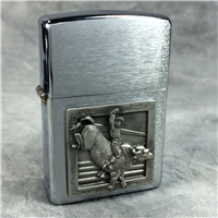 WESTERN BULL RIDER Emblem Brushed Chrome Lighter (Zippo, 2002)