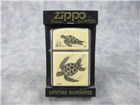 Linda Layden SCRIMSHAW TURTLE Brushed Chrome Lighter (Zippo, 2005)