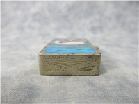 LOVERS Ornate Hand Carved 800 Silver/Turquoise Enamel Italy Slim Lighter with Pat. 2517191 Zippo Insert