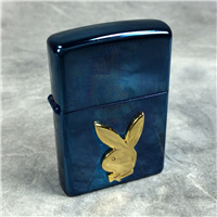 PLAYBOY BUNNY GOLD HEAD Sapphire Chrome Lighter (Zippo, 2005)