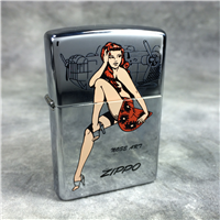 ZIPPO NOSE ART PINUP GIRL Polished Chrome Lighter (Zippo, 1999)