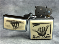 HANG LOOSE SHIP SCRIMSHAW Brushed Chrome Lighter (Zippo, 2004)