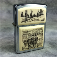 CIVIL WAR SOLDIERS SCRIMSHAW Brushed Chrome Lighter (Zippo, 2004)