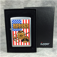 HEROES MADE IN AMERICA Satin Chrome Lighter (Zippo, 2001)