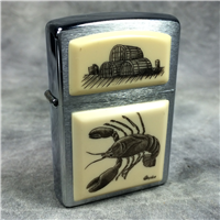 SCRIMSHAW LOBSTER Brushed Chrome Lighter (Zippo, 2005)