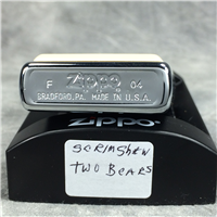 SCRIMSHAW TWO BEARS Brushed Chrome Lighter (Zippo, 2004)