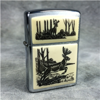 SCRIMSHAW ELK Brushed Chrome Lighter (Zippo, 2004)