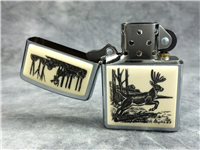 SCRIMSHAW ELK Brushed Chrome Lighter (Zippo, 2004)