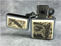 SCRIMSHAW 3 EAGLES Brushed Chrome Lighter (Zippo, 2005)