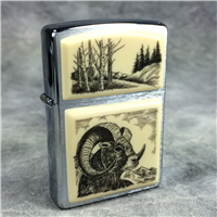 SCRIMSHAW RAM Brushed Chrome Lighter (Zippo, 2005)