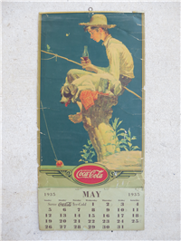 ORIGINAL 1935 Coca-Cola NORMAN ROCKWELL Boy Fishing LITHOGRAPH CALENDAR