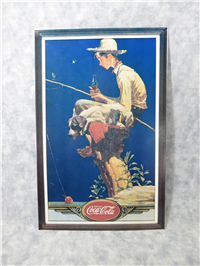 Vintage 1989 Norman Rockwell's FISHING BOY Drink Coca-Cola 15-1/2" Metal Advertising Sign