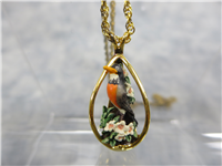 SPRING ROBIN 1 inch Olszewski Gold Plated Sterling Pendant (Danbury Mint, 1988)