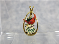 WINTER CARDINAL Olszewski Gold Plated Sterling Pendant (Danbury Mint, 1988)