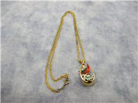 WINTER CARDINAL Olszewski Gold Plated Sterling Pendant (Danbury Mint, 1988)