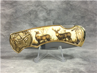 FRANKLIN MINT Deer Folding Lockback Collector Knife