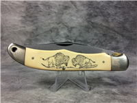 SCHRADE SC-500 Scrimshaw Bison Lockback  w/ Sheath