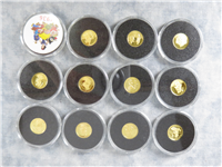 1987 Walt Disney's Classic Snow White 50th Anniversary Set of Eleven 1/10 Ounce .999 Fine Gold Proof Medals
