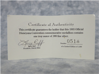 1993 Liberty Mint Official Disneyana Convention Commemorative Silver Medal 