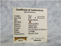 Mickey's Holiday Treasures 4th Edition 1 Oz .999 Fine Silver Proof Medal (Rarities Mint, 1989)