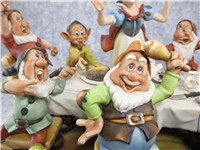 Snow White and the Seven Dwarfs 'HAVING DINNER' 11 inch Capodimonte Laurenz Sculpture
