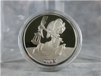 1987  Walt Disneys Classic Snow White 50th Anniversary Dopey Silver Medal 
