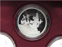 Fantasia 50th Anniversary Limited Collector's Edition (6) 1 Oz .999 Fine Silver Proof Medal Collection (Disney, Rarities Mint, 1990)