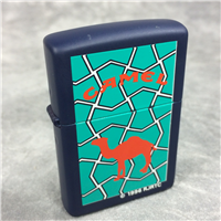 CAMEL STAINED GLASS Navy Blue Matte over Brass Lighter (Zippo CZ099, 1996)