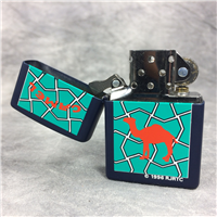 CAMEL STAINED GLASS Navy Blue Matte over Brass Lighter (Zippo CZ099, 1996)