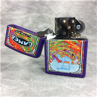 CAMEL PSYCHEDELIC DUST STORM Purple Matte over Brass Lighter (Zippo CZ255, 1999)