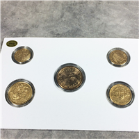 2000 USA 24K GOLD-PLATED PROOF SET 5 Coins Sacagawea Dollar (U.S. Mint, 2000)