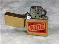 ZIPPO Eat Ride Sleep "Gold Dust" / Antique / Street Brass Lighter (Zippo, 2004)