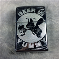 ZIPPO "Beer Is Yummy" High-Polish Chrome Lighter (Zippo, 2007) SEALED