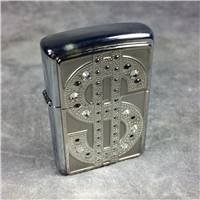 ZIPPO Bling Dollar Sign Emblem High-Polish Chrome Lighter (Zippo, 2006) SEALED