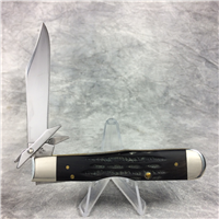 2014 Case BH111 1/2 L Black Buffalo Horn Cheetah Lockback