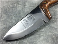 iFORGED KNIVES N2 7-3/4" Wood-Handled Fixed-Blade Knife with Leather Sheath