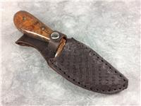 iFORGED KNIVES N2 7-3/4" Wood-Handled Fixed-Blade Knife with Leather Sheath