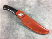 FROST CUTLERY MOSSY OAK 8-1/8" Wood-Handled Fixed-Blade Knife with Leather Sheath