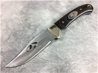FROST CUTLERY MOSSY OAK 8-1/8" Wood-Handled Fixed-Blade Knife with Leather Sheath