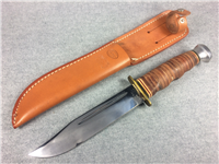 KA-BAR USA 11" Stacked Leather Bowie Knife with Leather Sheath