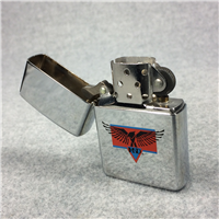 HARLEY-DAVIDSON EAGLE RED BLUE LOGO Polished Chrome Lighter (Zippo 250STE, 1991)