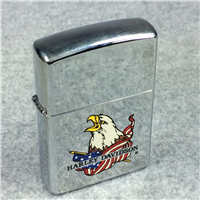 HARLEY-DAVIDSON EAGLE & FLAG Polished Chrome Lighter (Zippo 250EF, 1991)