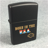 HARLEY-DAVIDSON "BORN IN THE USA" Matte Black Lighter (Zippo, c.1991)